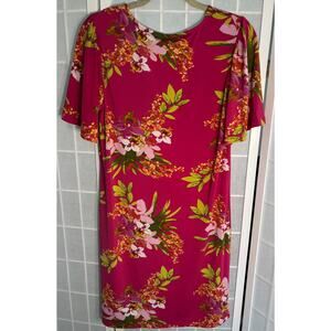 Alexandra + Oak Women’s Multicolor Floral 3/4 Sleeve Stretch Shift Dress Size M
